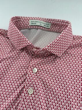 Holderness & Bourne Olde Stone Golf Club Polo Mens XL Bourbon Print Red